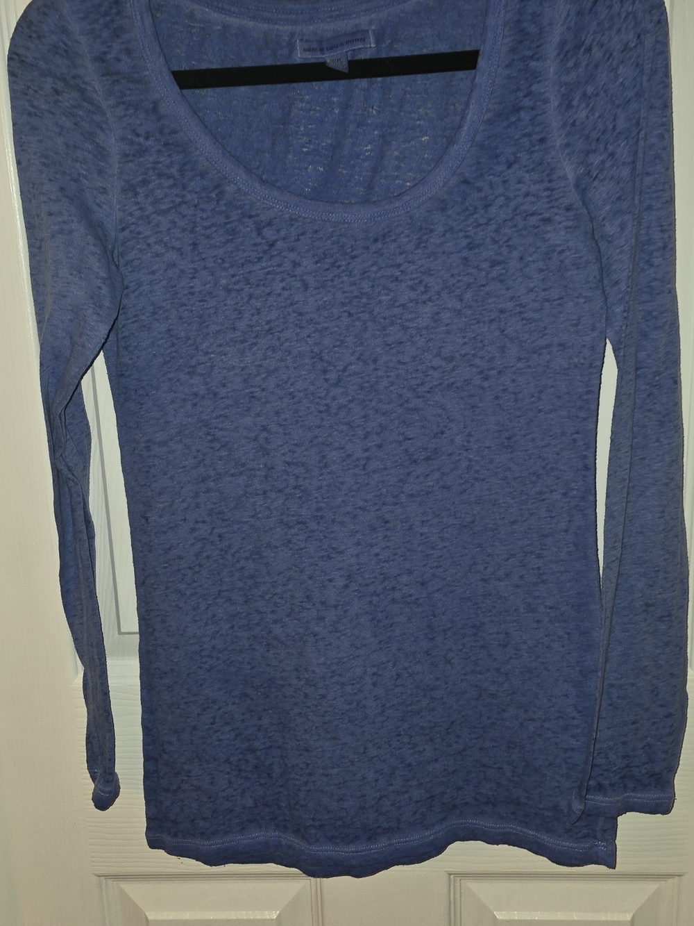 American Eagle Outfitters Women's Long Sleeve Scoop Neck Top in Heather Blue
